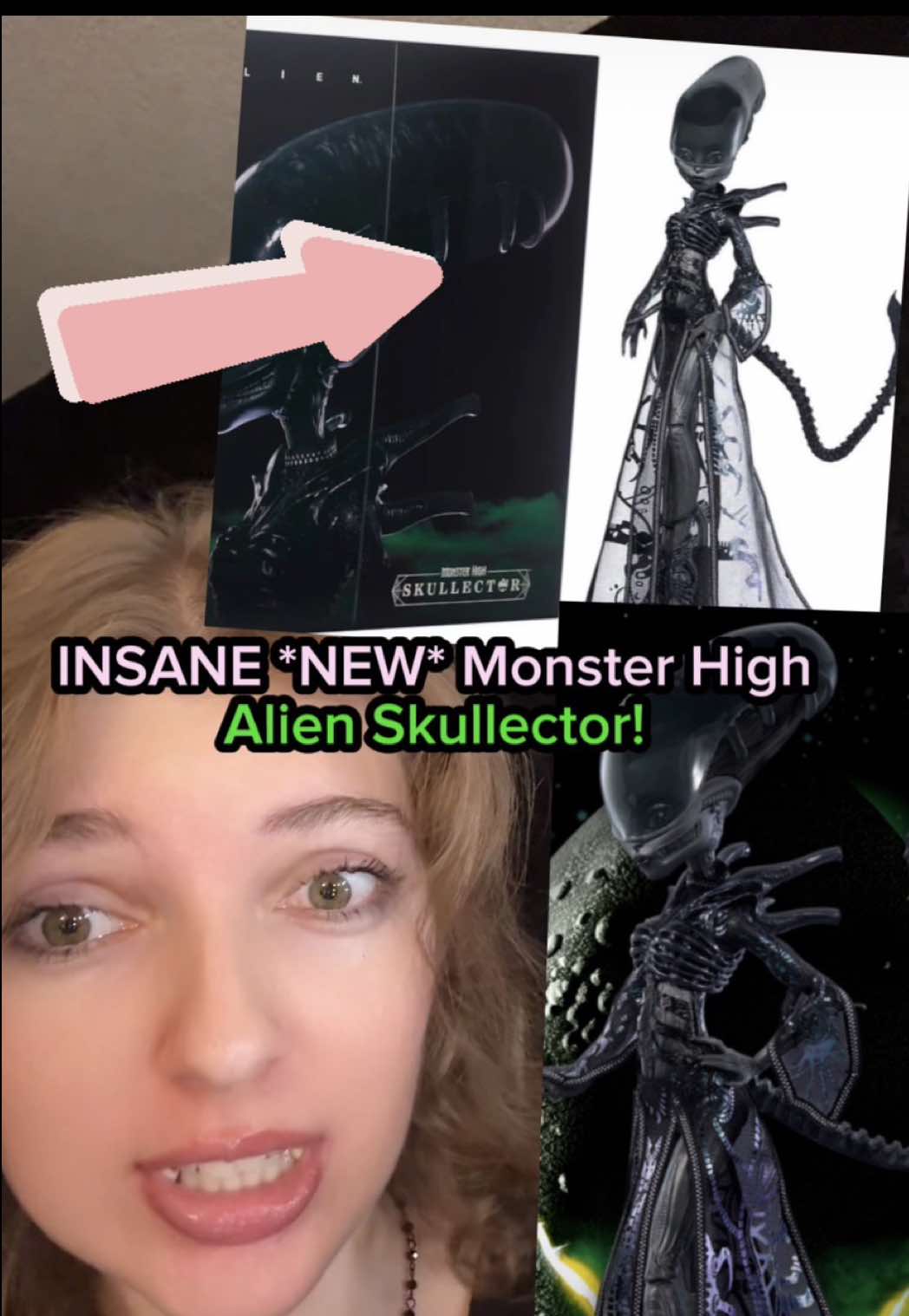 Monster High reveals INSANE Alien Skullector 👽 Xenomorph doll! ⋆⁺₊⋆ ☾⋆⁺₊⋆  Creds to @perfectorganismpodcast & @the.dollie.paints for IRL photos   #Monsterhigh #alien #xenomorphskullector #skullectordoll #monsterhighdolls