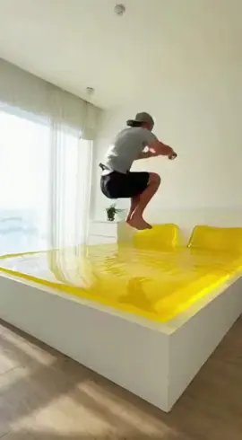 He Tried Jumping on a Jelly Bed… And Instantly Regretted It #Satisfying #JellyBed #SlowMo #AestheticVibes #ViralVideo #WobbleChallenge