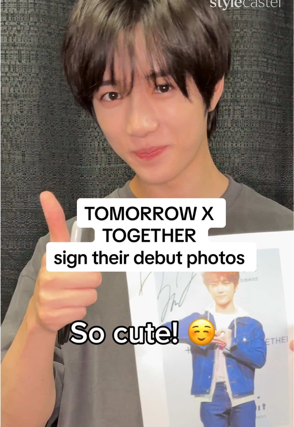 We caught up with @TOMORROW X TOGETHER right before their last US show on their ACT: TOMORROW tour at @Prudential Center and asked them to sign their debut photos! ✨ What do they think of themselves from 6 years ago? 🧐 #TOMORROW_X_TOGETHER #투모로우바이투게더 #TXT #ACT_TOMORROW  🎥: @Lea 