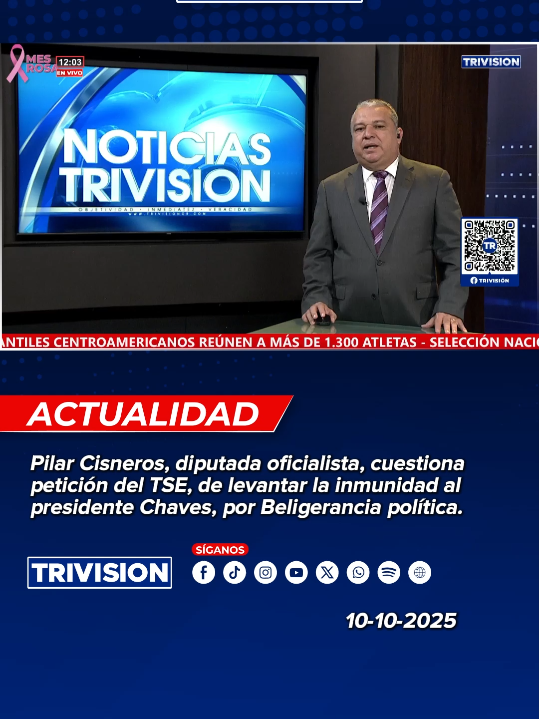 🔴 #NoticiasTrivisión | Pilar Cisneros, diputada oficialista, cuestiona petición del TSE, de levantar la inmunidad al presidente Chaves, por Beligerancia política.