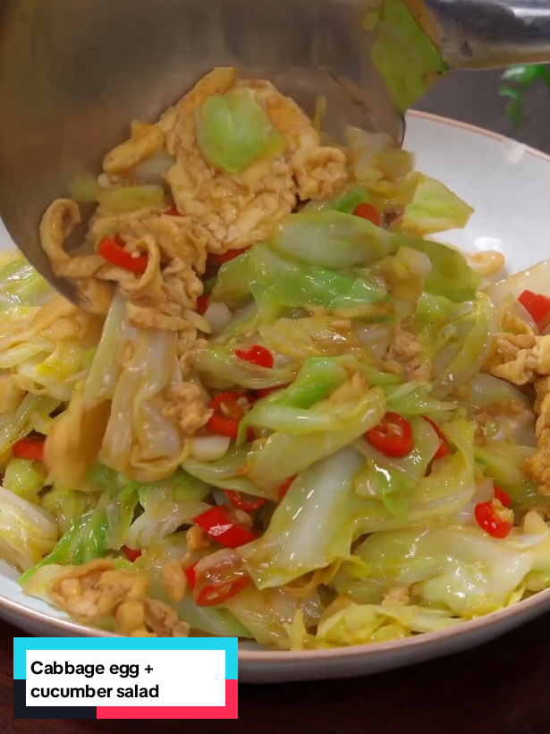 Chinese cabbage with scrambled eggs & Cucumber salad  sweet and crispy. #cooking #foodtutorial #Recipe #cucumber #cabbage 