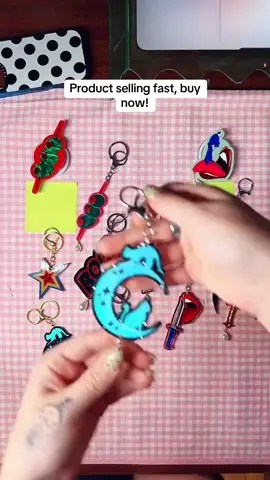 Little clip from our first live sale!! No surprise it was the Meow at the moon which has quickly become one of our most loved designs. And now you can get it as a keychain, phone charm, earring, wall art or light switch cover!! Cat lovers rejoice …meow 😻 