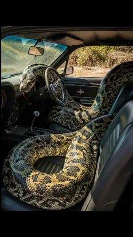 You will NOT believe who's driving this car! 😳 I left my car for 5 minutes and came back to THIS! A giant python has decided to take my Mustang for a joyride. This has to be the craziest and funniest carjacking ever caught on camera. What would you do if you found this massive snake behind the wheel of your car? This is one of those unbelievable funny animal moments you have to see to believe! #shorts #snake #funnyanimals #python #viral #car #mustang #lol #omg #reels #funnysnake #wtf #aiart #unbelievable