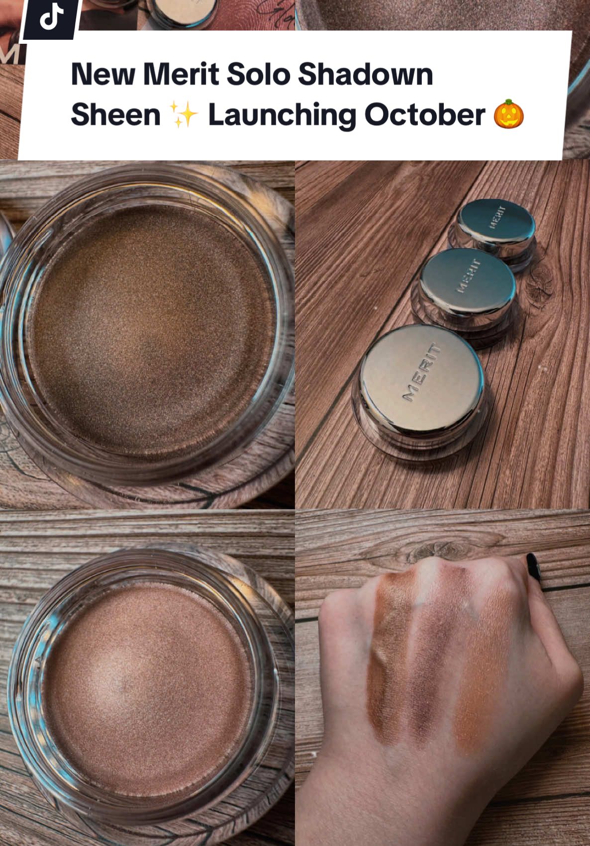 New Solo Shadow Sheen launching soon this month!✨👀 Thank you @MERIT Beauty  #newmakeup #makeup #makeupswatches #meritbeauty #makeuptok   Shades✨🍂 *Glacé (light pink champagne) *Iris (medium taupe with plum undertones) *Sartorial ( warm bronze)  *No2 eyeshadow brush  *these products were gifted in PR no obligatory posting 