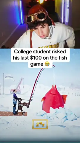 College student risked his last $100 on the fish game 😭 #streaming #kick #fishgame #fishing 