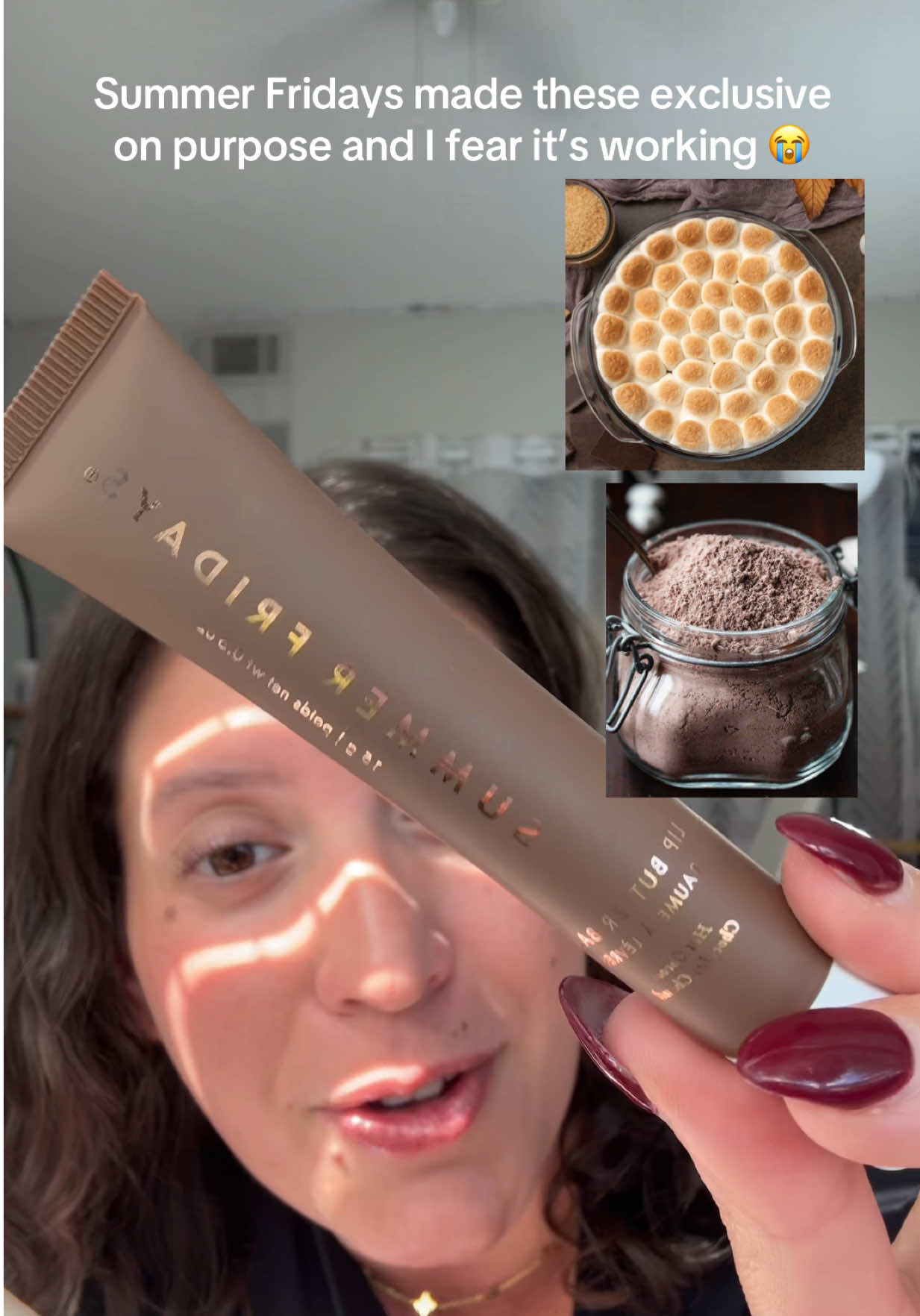 This drop feels like it was made for cozy girl season ☕️🍂🤎 #summerfridays #lipbalmaddict #summerfridayslipbalm #summerfridayshotcocoa #summerfridaystoastedmarshmallow 