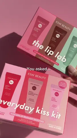 Meet the minis! 💋 Your favorite smoothie lip treatments, now pocket-sized and ready to glow wherever you go ✨ NEW Mini Lip Treatment Kits: 🩷 The Everyday Kiss Kit - Guava Mango, Cherry Tart, Vanilla Almond Butter 🤎 The Lip Lab - Mocha Coffee, Frosted Mint, Strawberry Banana #eswbeauty #LipTreatments #SkincareRoutine #BeautyEssentials #NaturalBeauty                      