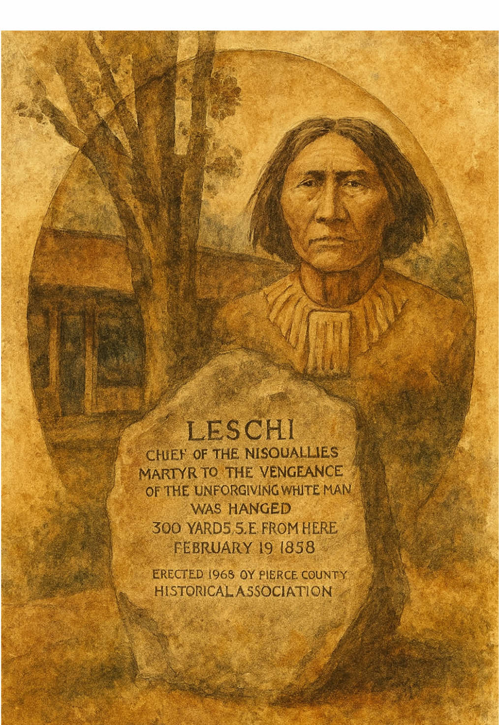Chief Leschi stood with strength for his people. Many don’t realize that the shops and streets of Lakewood, Washington stand on land with a dark history. Can you still feel the history beneath this land? #History #hauntedhistory #washington #paranormal #fyp 