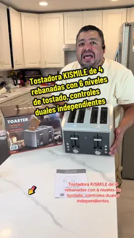 #Tostadora #4rebanadas  #6niveles #controlesduales #Kismile Tostadora KISMILE de 4 rebanadas con 6 niveles de tostado, controles duales independientes, funciones de congelación de bagels y cancelación, bandeja recogemigas extraíble de alta potencia de 1800 W, electrodoméstico de cocina versátil, tostadora retro
