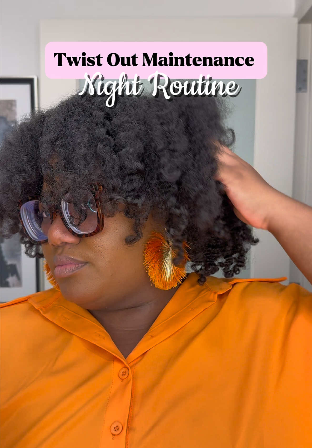 Making natural hair style maintenance easier🥰 Step 1: Gather hair into sections with a satin scrunchie (2-4 puffs) Step 2: Tie hair with a satin scarf in the upward direction (limiting the possibility for smushed curls) Step 3: Secured with a Satin Bonnet of choice  #naturalhairstyles #nighttimeroutine #twistoutonnaturalhair #hairtutorials #type4hair 