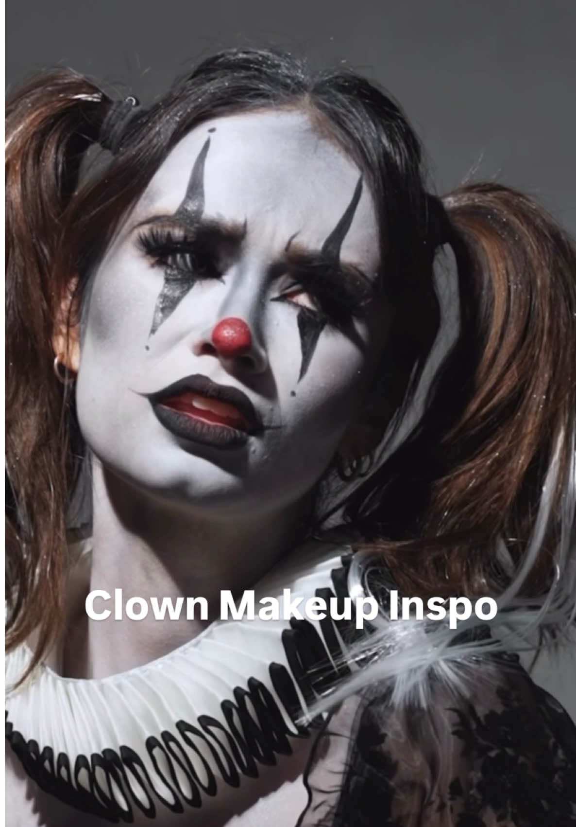 Clown-core makeup is ALWAYS the move 🎡 ⚡️ Create the base with our White Colorful Foundation 🌷 Grey and black from our Goth Palette for eyeshadow + contour  🌿 Details with our Black Waterproof Liquid Eyeliner 💄 “Existence” Matte Liquid Lipstick for the lips  🫡 Remember to set with our matching Colorful Setting Powders, and spray with Matte Setting Spray Huge thank you to these talented folks 🩷 Makeup Artist: amanda_m_terry Model: hannahlucid  Studio/Video: zibaphotovideo • #clownmakeup #makeuptransformation #sfxmakeup #cosplaymakeup #creativemakeup 