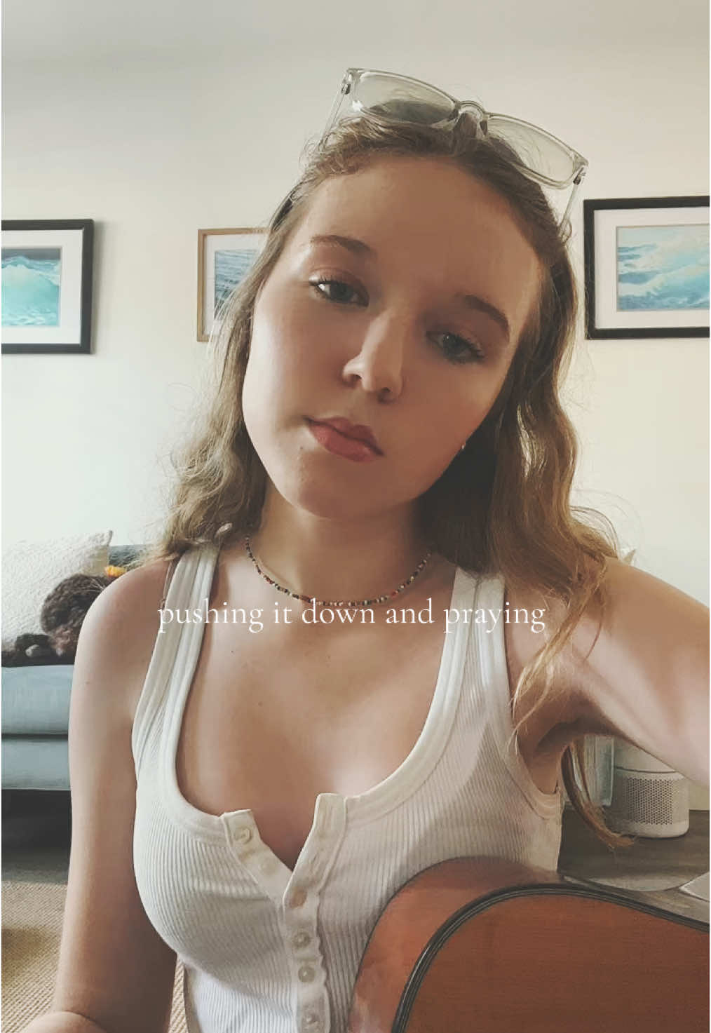 loveee this song P.S. say hi to Daisy in the back 🌼🎶 #pushingitdownandpraying #lizzymcalpine #cover #acoustic #fyp #hitiktok #summerfontana #theoriginals #xmendarkphoenix #theoutsider #hopemikaelson #makemefamous #songwritersoftiktok 