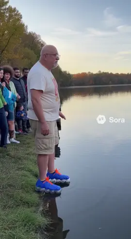 These are the new shoes I designed that allow you to walk on water.#sora #creatorsearchinsights #fyp 