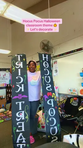 Hocus pocus for my classroom Halloween decor! .. I smell children! I’m beyond excited that they come back to this .. can’t wait to finish 🎃👩🏽‍🏫 #hocuspocus #halloween #classroom #theme #teachersoftiktok 