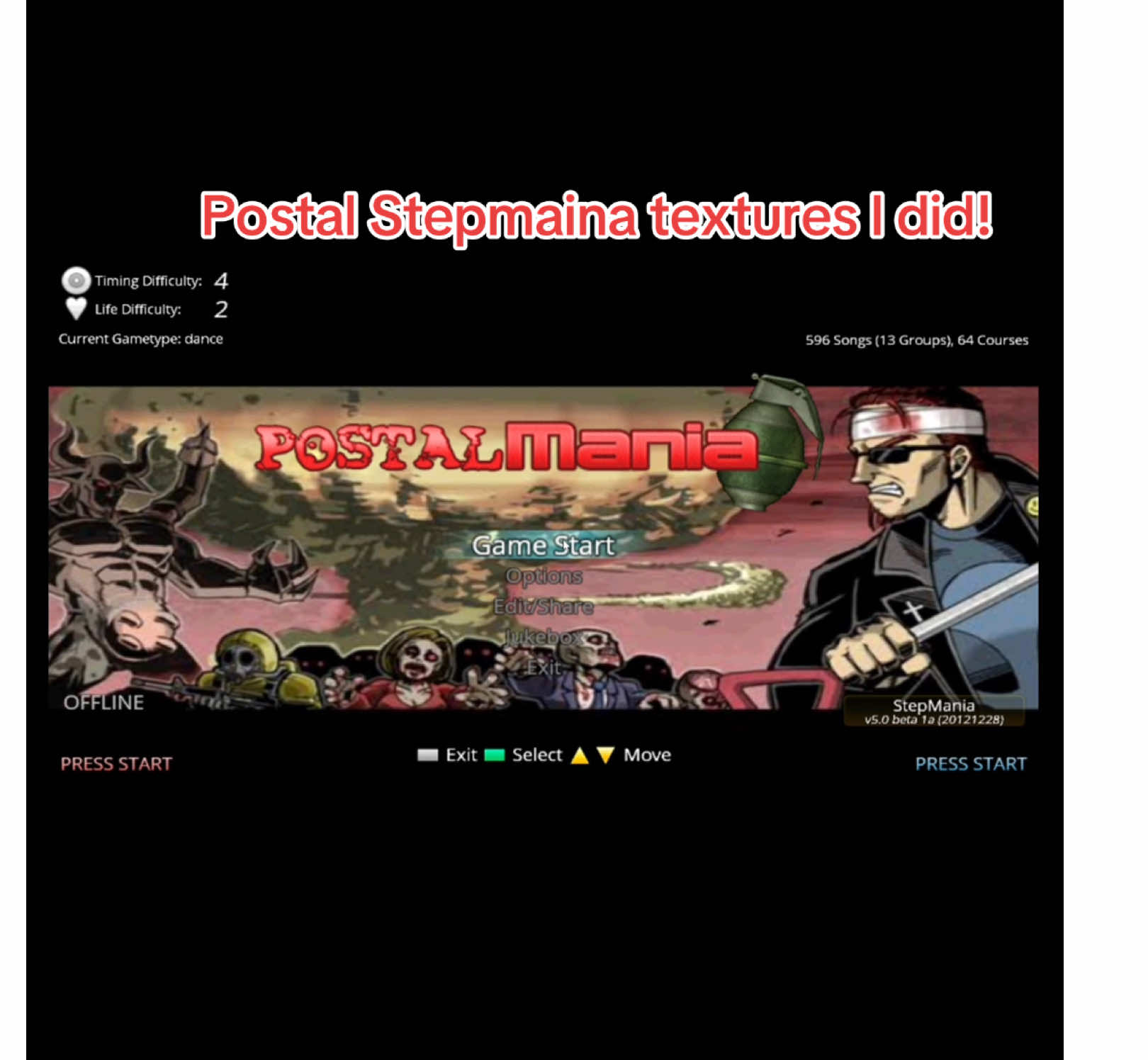 Spent hours on this… Just got a new dance pad too :D (I suck so bad). I’m not sure how many stepmania/rhythmgames postal fans there are but.. I’m willing to share the files if so! #postal #postaldude #fyp #stepmania #postal2 
