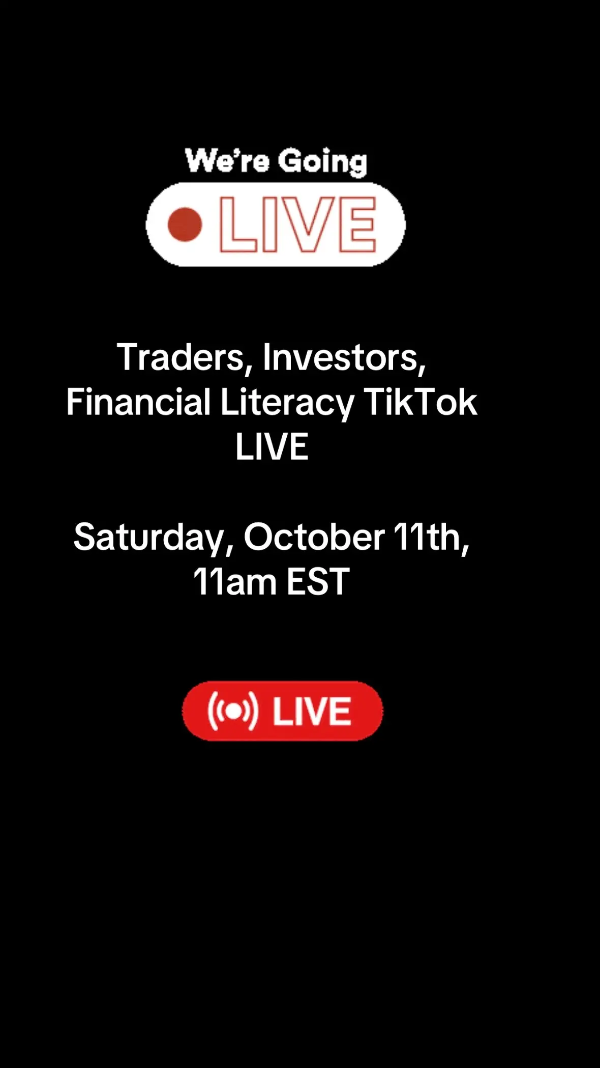 Catch us LIVE tomorrrow morning Saturday, October 11th, 11am ET on TikTok