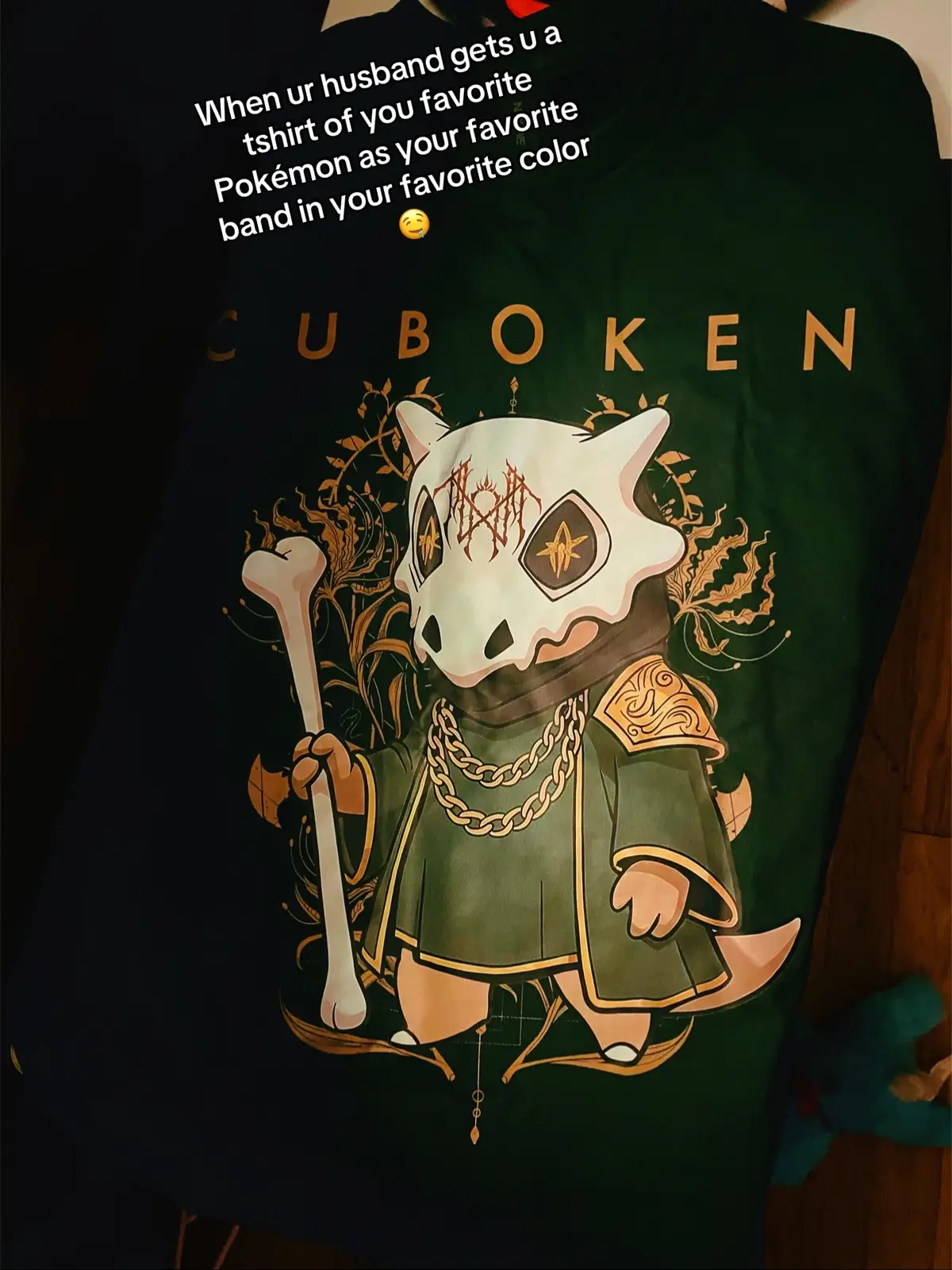 When ur husband gets u a tshirt of you favorite Pokémon as your favorite band in your favorite color 🤤#cubone #sleeptoken 