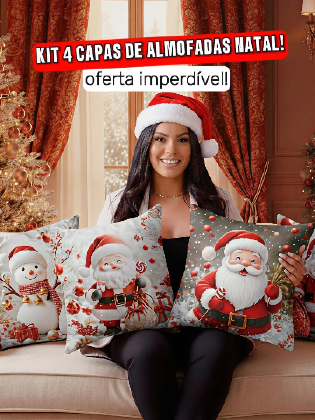 kit 4 capas de almofada natalina oferta relâmpago #capadealmofadas #almofadasdecorativas #natal #sala