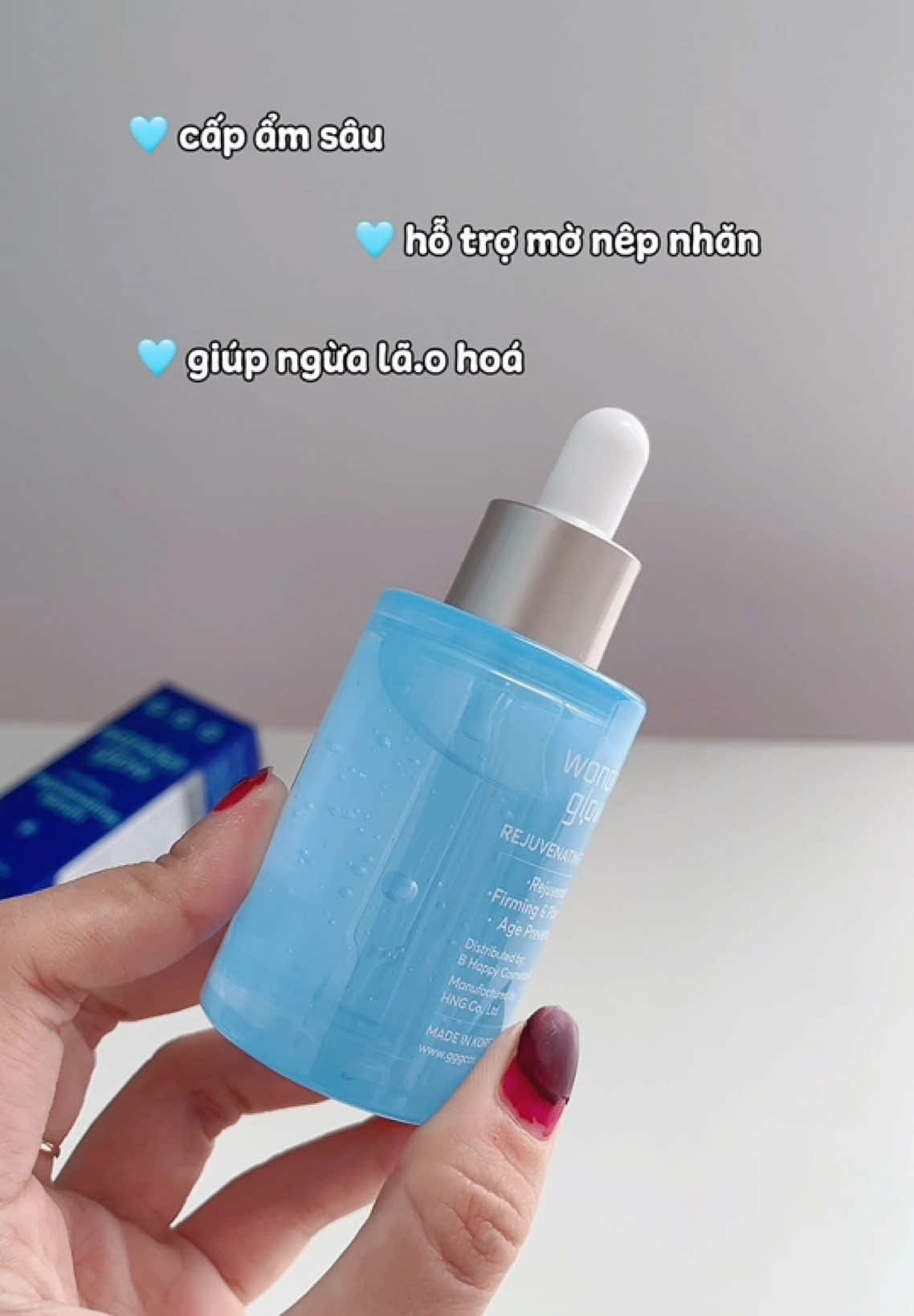 Serum G.G.G cosmetic Wonder Glow Rejuvenating 💦✨ cấp ẩm cho da khô bong tróc nhạy cảm, giúp ngừa lão hoá và giảm nếp nhăn 💦 #ggg #serumxanh #dakho #dalaohoa #ngualaohoa 