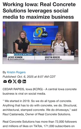 Representing Real Concrete Solutions in my first ever news interview! #concrete #construction #news #iowa 