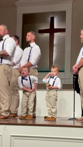Wardrobe malfunction when your Dad is the officiant! Notice baby sissy saying“uh oh!” #wedding #kids #downsyndromeawareness #viraltiktok #downsyndrome  