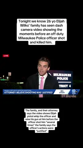 According to attorney B'Ivory Lamarr, who represents the Wilks family, the video shows Wilks cutting off the officer in traffic, leading to a collision. After both individuals exited their vehicles, Wilks pulled a gun and struck the officer in the face before an exchange of gunfire occurred, resulting in Wilks's death. The officer's personal dashboard camera captured the encounter, which was shown to Wilkes' family within 24 hours of the incident. During a news conference, Lamar said Wilks's mother had met with Milwaukee police officials and viewed the video footage. While the family believes the shooting was justified, they stated this behavior was uncharacteristic of Wilks. Lamar called the nature of the press conference unusual but confirmed the officer's actions were justified. 