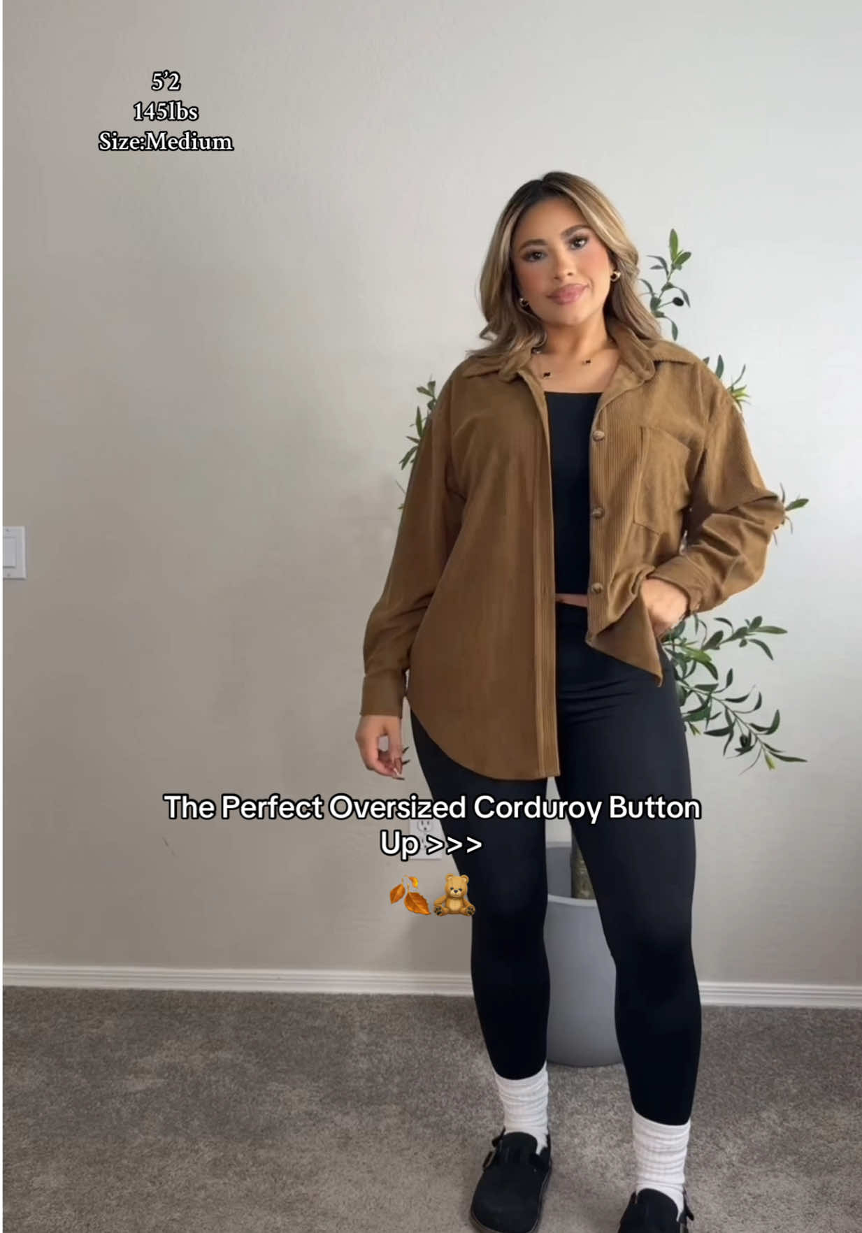 The perfect oversized button up is back IN STOCK! Get yours before it sales out!  🤩🧸🍂 #corduroy #falloutfits #fallfashion #cozy #tiktokshopcreatorpicks 