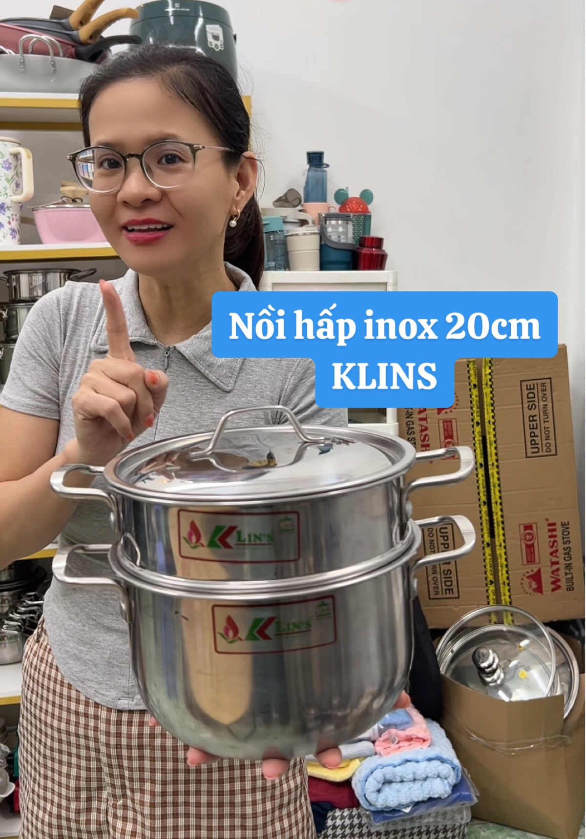 Nồi hấp inox 20cm Klins, hấp bánh bao, ăn dặm cho bé #giadungphuclong #noihap #noihapinox #xunghap #noihapmini 