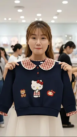 Sét Bộ Nỉ Bông - Cổ Bẻ Karo In Hình Kitty Cho Bé Yêu #xuhuongtiktok #xuhuong #thoitrangtreem #vairal #xh 