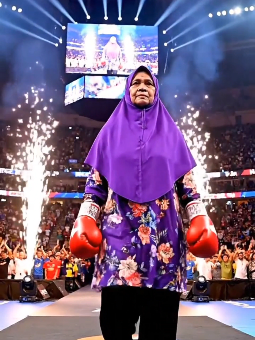 makcik standing on business