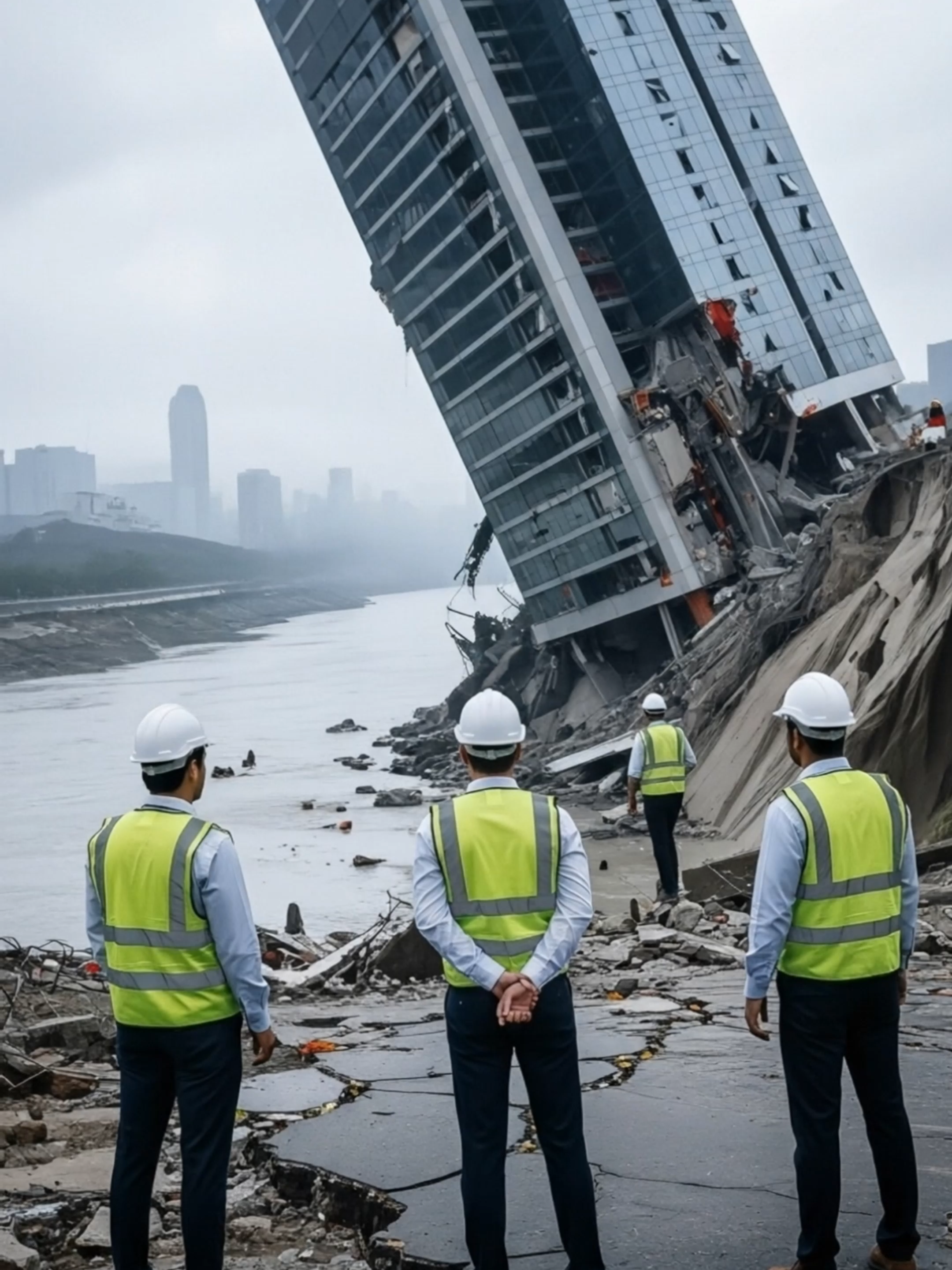 高楼倒塌掀起巨浪！现场水花四溅，画面震撼 Skyscraper Collapse Creates Huge Splash! Water Bursts Everywhere in Shocking Scene #collapse #building #disaster #viral #breaking #shock #danger #water #extreme #rescue