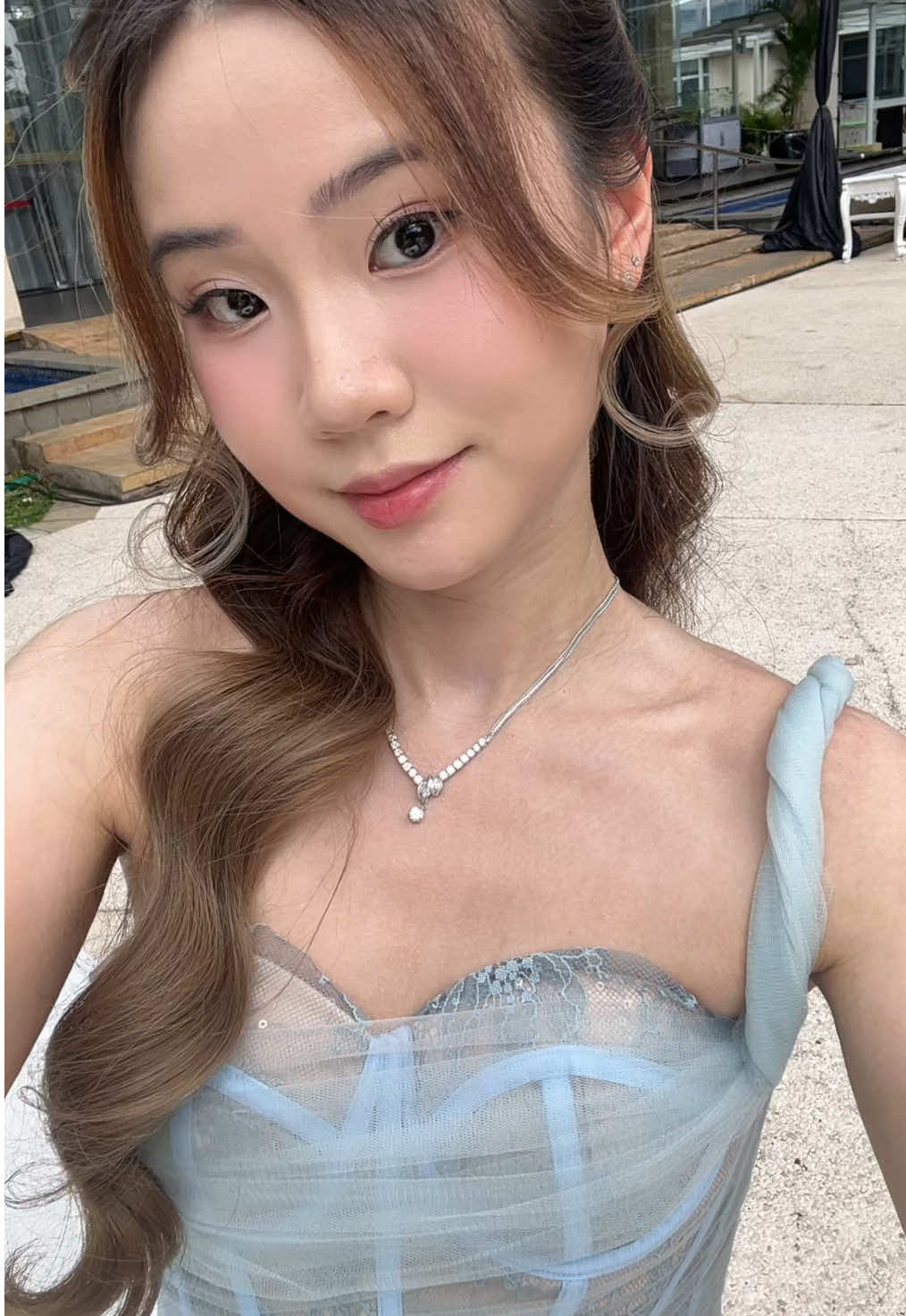 hampir jatoh😭 dress from @deschella 🩵