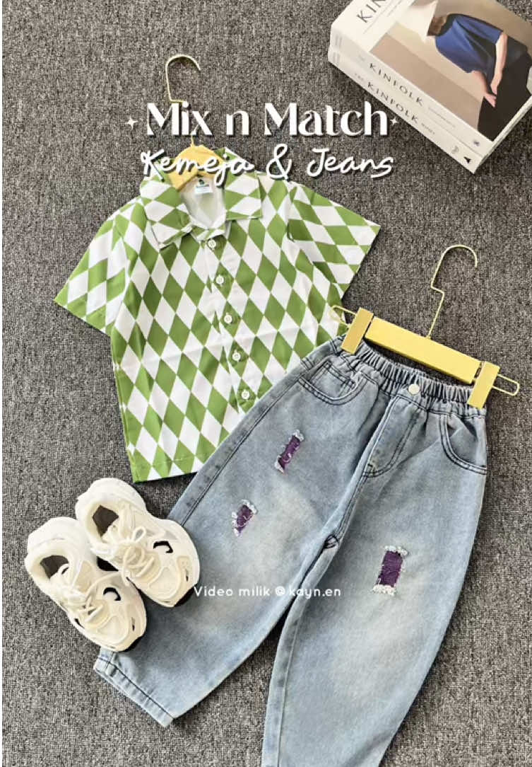 Ootd anak cowo kece & stylish pakai kemeja motif mix jeans😍🫶🏻#outfitideas #ootdanakcowok #outfitanaklakilaki #kemejaanak #fyp 