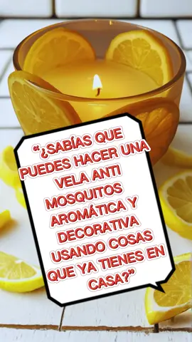 “Aprende a hacer tu propia vela anti-mosquitos 🕯️🍋 usando cosas que ya tienes en casa. Simple, decorativa y aromática. ¡Protege tu hogar mientras perfumas tu espacio! 🌿✨ Guarda este video porque es el primer paso para descubrir el mundo de las velas artesanales. Ingredientes: 4️⃣ 1. Un par de velas viejas o usadas 🕯️ 4️⃣ 2. 2 cucharadas de sal gruesa 🧂 4️⃣ 3. 1 limón 🍋 4️⃣ 4. Un vasito bonito 4️⃣ 5. Palito para centrar la mecha Preparación: 4️⃣ 1. Derrite las velas en un sartén y retira las mechas sin desecharlas. 4️⃣ 2. Coloca la sal gruesa como base en tu vasito. 4️⃣ 3. Corta el limón en 4 rodajas y coloca 3 de ellas en las paredes del vasito. 4️⃣ 4. Vierte la cera derretida dentro del vasito. 4️⃣ 5. Exprime la cuarta rodaja de limón dentro de la cera. 4️⃣ 6. Con la ayuda del palito, centra la mecha en el vaso. 4️⃣ 7. Espera a que solidifique y listo, tendrás tu vela anti-mosquitos lista 🌿🕯️ Síguenos, comenta si alguna vez hiciste algo así, guarda este video y prueba esta idea en casa.” #velashandmade #velasartesanales  #velasaromaticas #candlemaker #velasdecorativas #jabonesartesanales  #soaplove #emprendimientocreativo  #velasartesanais  #handmadewithlove  #cursodevelas #emprenderdesdecasa #hechoconamor 