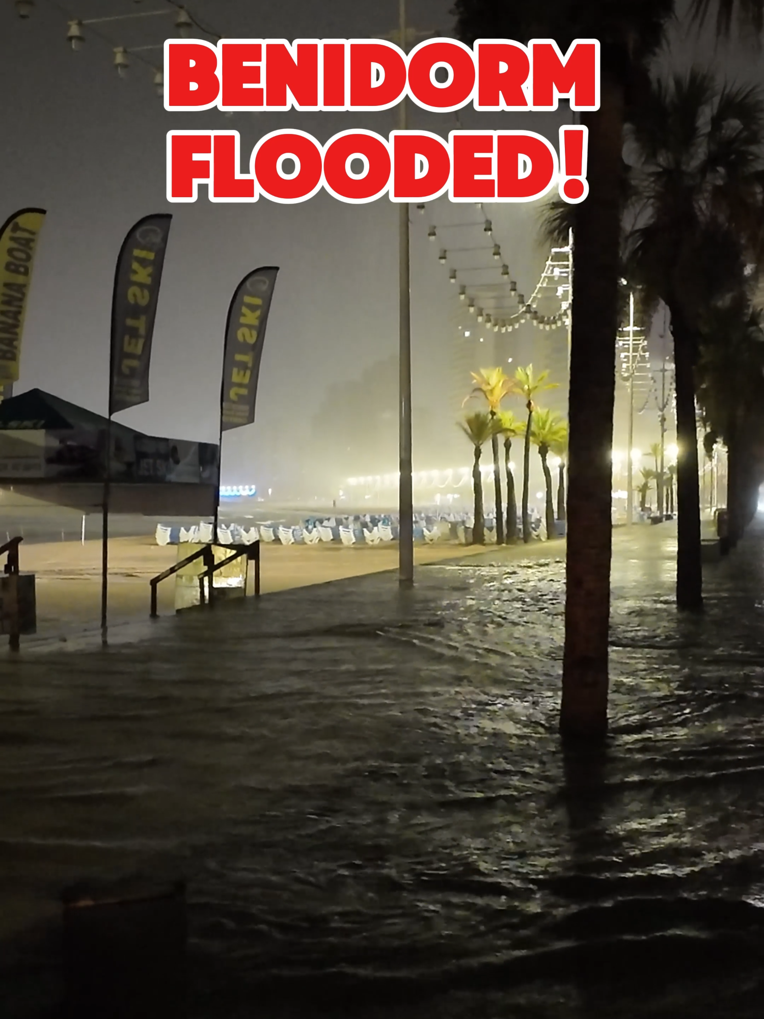 Last night’s storm hit Benidorm hard! 🌧️ After midnight, the rain poured non-stop — the beach was flooded and the streets were drenched. Check out how wild it got! 🌊 #benidorm #spain #beach #travel #holiday #extremeweather #flood #BreakingNews