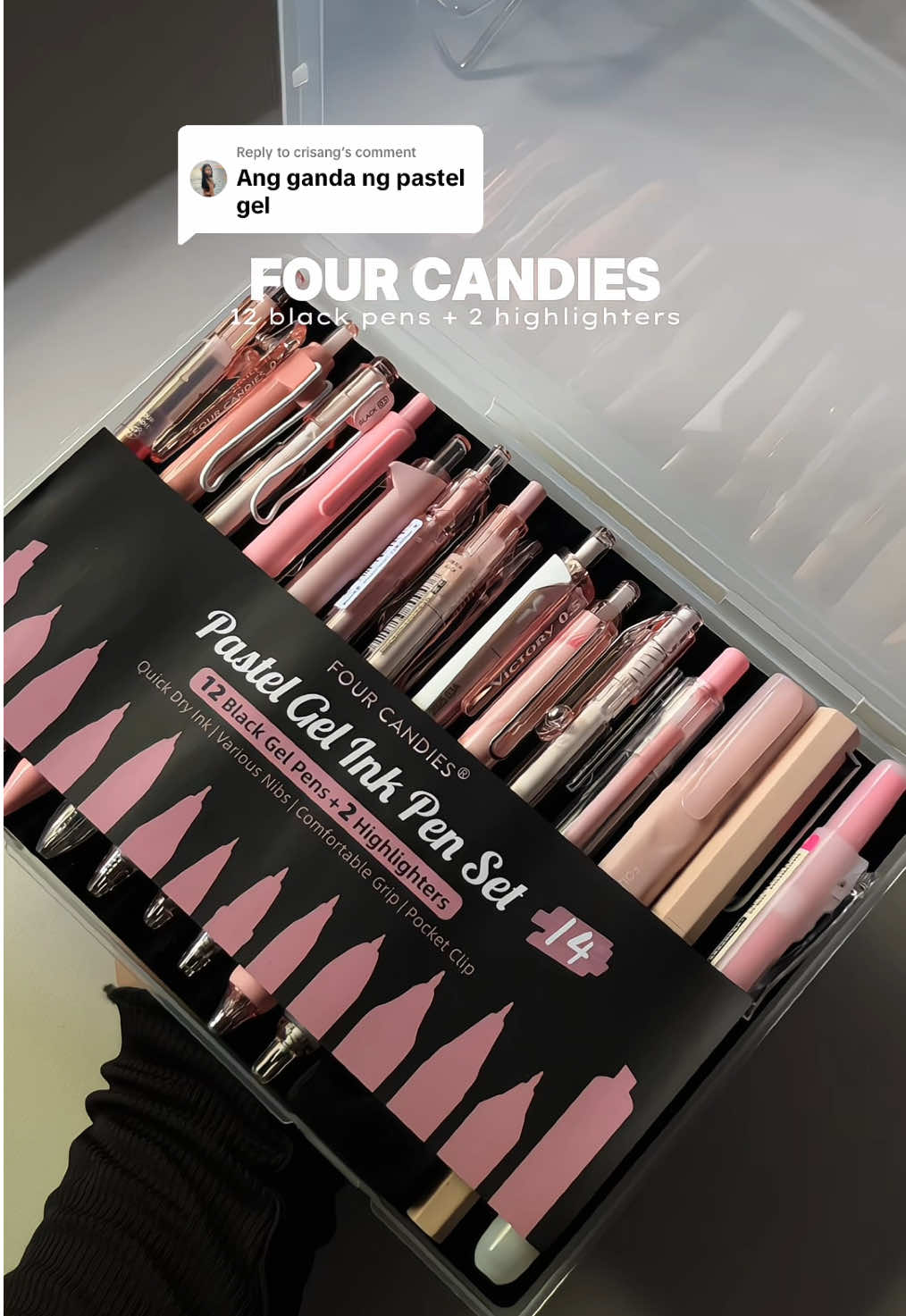 Replying to @crisang FOUR CANDIES • Pastel Gel Ink Pen Set 14 pcs!!!💌💘 ang ganda lahat!!! #pastelpens #fourcandies #pastelgelinkpenset #jkgen6 