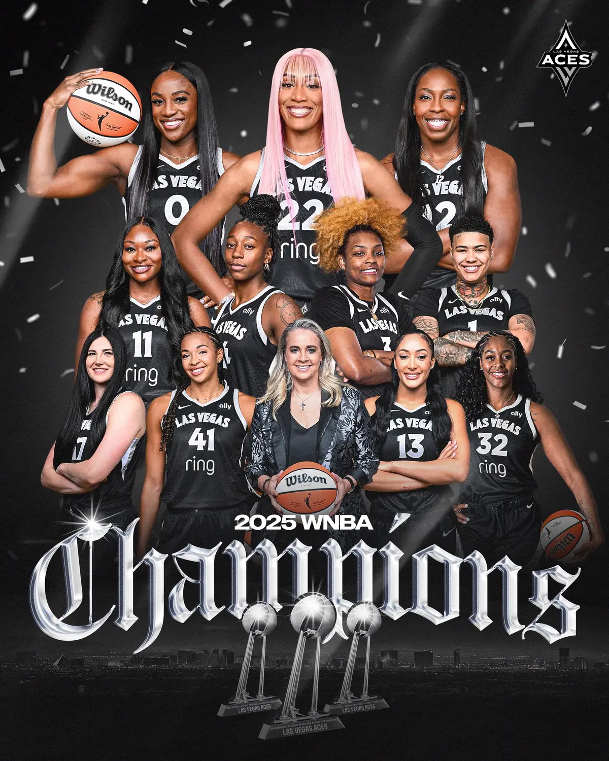 THREE OF A KIND 🏆🏆🏆 The Las Vegas Aces are the 2025 @WNBA Champions! #RaiseTheStakes #ALLINLV #LVAces #WNBA