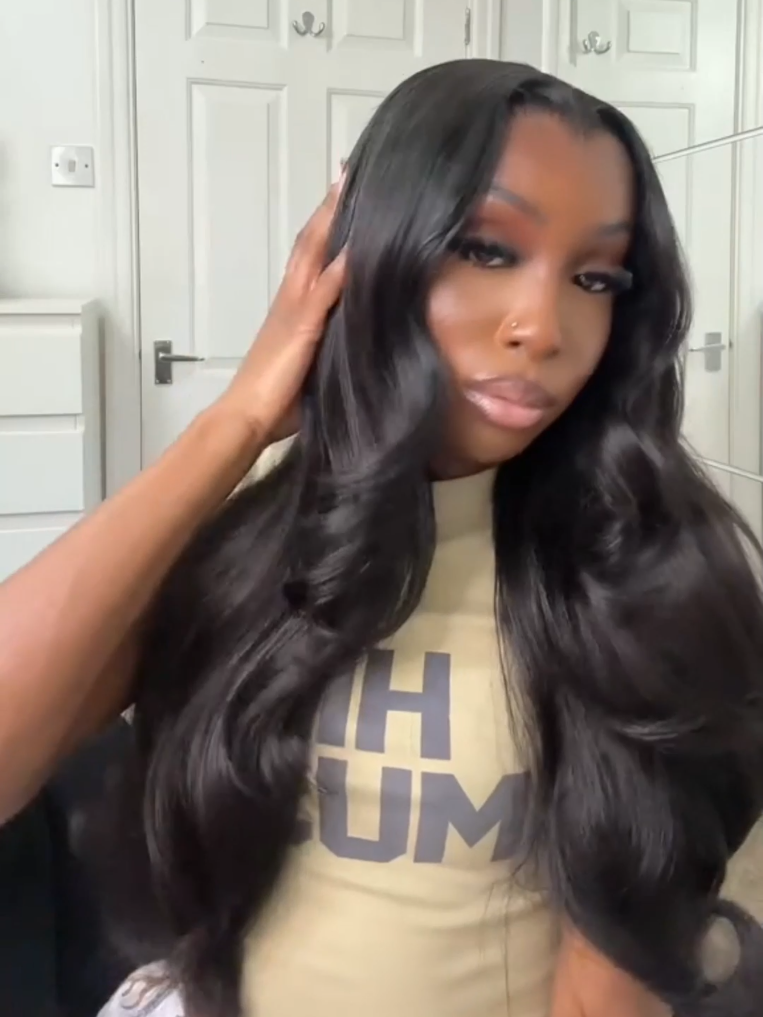 Your secret weapon for volume! Body Wave curls, one click to a slimmer face.✨💥wig link in my b!0#allovehair #wiginstalls #blackgirlmagic✨ #tutorialss #foryou #luxury #trends #tiktok #colubusday #COLUBUSDAYSPECIAL #anniversary #bodywave