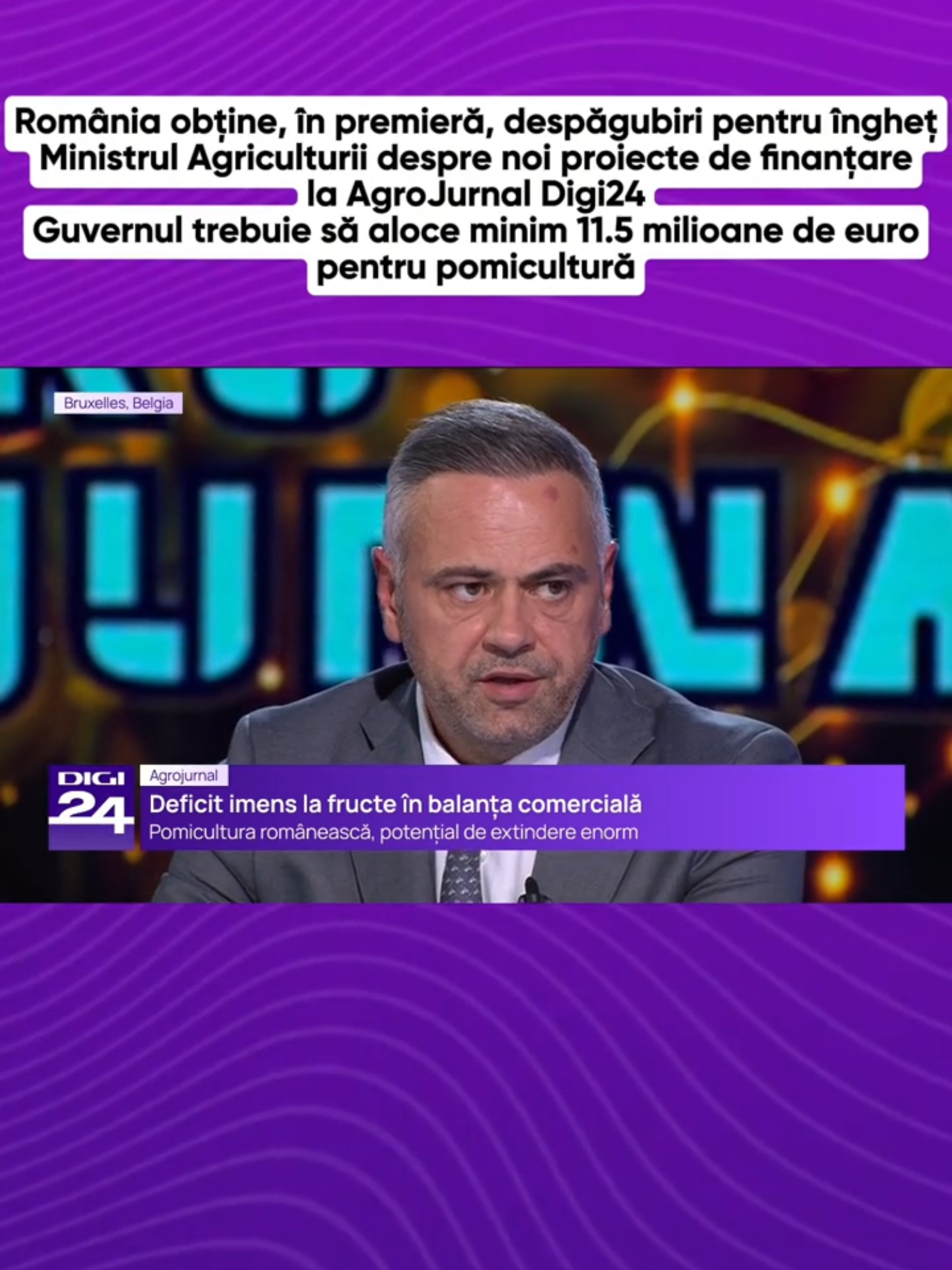 🌳 Fermierii din pomicultură așteaptă despăgubirile pentru pagubele cauzate de înghețul din aprilie. Comisia Europeană a alocat deja 11,5 milioane de euro pentru România, iar statul român trebuie să suplimenteze această sumă cu încă maximum 23 de milioane de euro. 💬 Florin Barbu, Ministrul Agriculturii discută cu Premierul Ilie Bolojan pentru alocarea fondurilor necesare. În prezent, pomicultura românească este într-o situație dificilă, cu suprafețe mult reduse față de 1989. 📉 România înregistrează un deficit comercial de 1 miliard de euro la fructe autohtone, importând fructe în valoare de 1 miliard de euro. 🟣Urmăriți materialul de mai jos unde vom analiza cifrele în detaliu din platoul de la Bruxelles împreună cu Bogdan Silinescu, reprezentant al Asociației pomicultorilor #FRULEG și Florin Barbu, Ministrul Agriculturii. #AgroJurnal #Digi24 #agricultura🚜🌱 #romania #digi24romania #stiriromania #producatorilocali #producatoriromani #uniuneaeuropeana #guvernulromaniei #comisiaeuropeana #inflatie #scumpiri #magazine #alimente #europa #inghet #fructe #legume