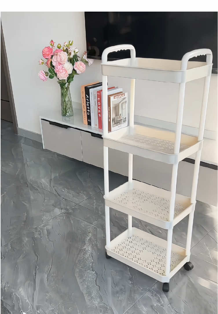 kitchen shelves storage rack 3/4/5 Layer Trolley cart Crevice Rack With Wheel Organizer towel bathroom rack shampoo Bedroom Bathroom Moveable Belt pulley Multilayer Multi-function multifunctional home supplies storage holders & racks#goodthing #fyp #foryou #tiktopshop 