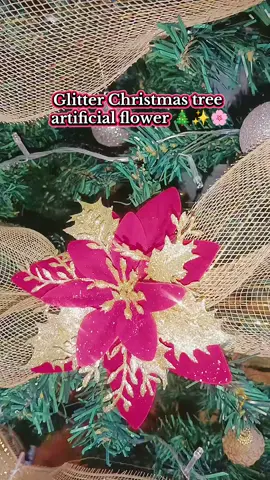 Christmas tree flower decorations 🎄✨🌸 #christmasflowers #christmasdecor #glitterflowers #christmasfinds #fyp 