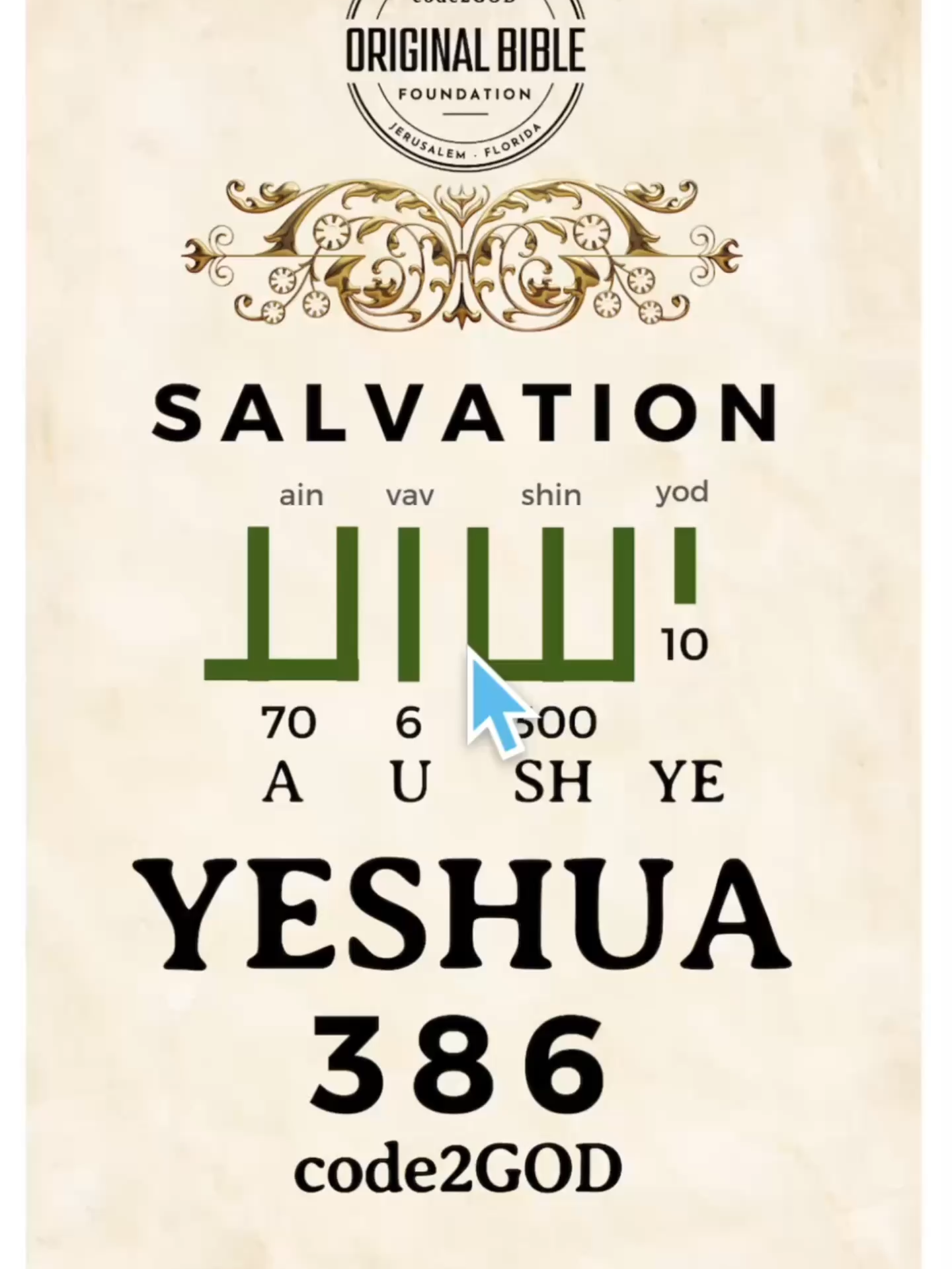 How to write #Yeshua - How Yeshua wrote his name? - What is the code2GOD for Yeshua? - what is the only name in the world that means Yeshua? Holy Land Man was born not far from Yeshua's birthplace