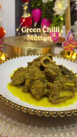 ✨Deepavali Special✨ Festivals always bring out the best in our kitchens 🪔✨ Here I am, sharing one of my all time favourite mutton dish filled with flavour, love and festive joy✨ Happy trying, dearies!  Wishing everyone a bright and beautiful Deepavali 🪔✨ Green Chilli Mutton : Marinate the mutton with the ingredients below for at least 3 hours to allow all the flavours to absorb beautifully. To marinate : 1/2 kg mutton 3 Green Chillies 2 Red Chillies  8 Chilli Padi 1 onion 2 tbsp ginger garlic paste 2 tbsp yogurt  Handful Coriander  Handful Mint 1/4 tsp turmeric powder  1 tsp cumin powder  Salt Paste:  8 soaked cashews 1/2 tsp soaked poppy seeds Sauté: 1 cinnamon  2 cardamom  2 star anise 3 cloves 1 tsp fennel seed 1 lemon grass Curry leaves #ageenadrecipe #deepavali #foryou #mutton #food 