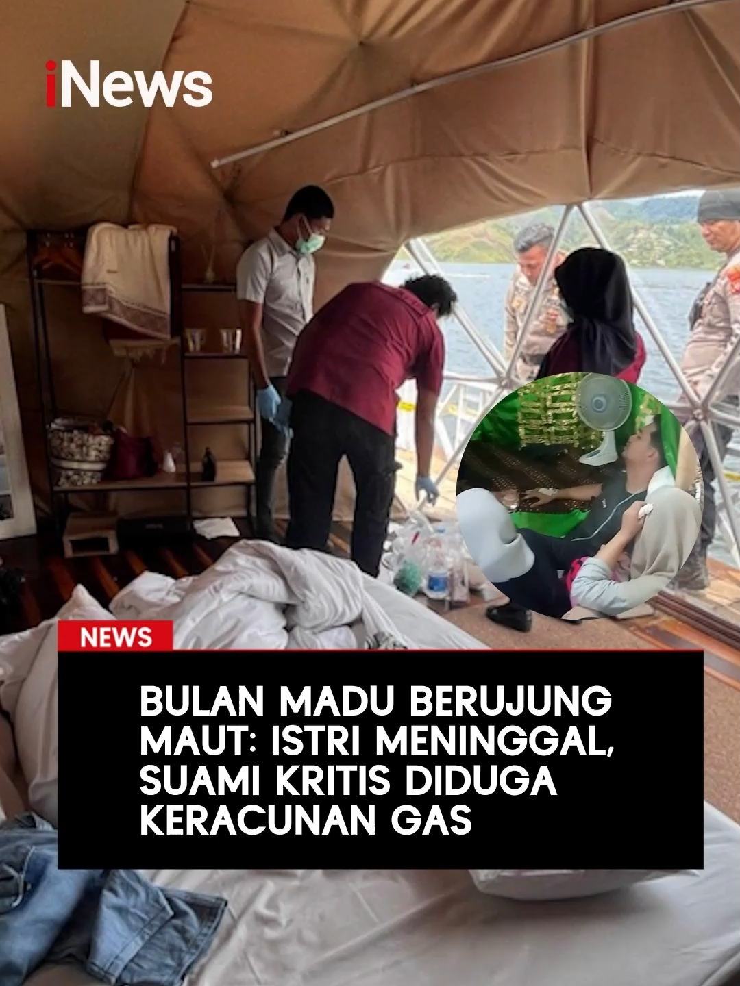 Nasib malang dialami sepasang suami istri, Gilang Kurniawan (28) dan Cindy Desta Nanda (28), yang tengah berbulan madu di salah satu penginapan di Lakeside Alahan Panjang, Kabupaten Solok, Sumatra Barat, Rabu (8/10/2025). Sang istri ditemukan tewas, sementara suaminya kritis diduga akibat keracunan gas dari alat pemanas air di kamar mandi. Peristiwa nahas itu terungkap saat seorang pelayan di penginapan curiga karena pasangan tersebut tak kunjung keluar dari kamar hingga menjelang siang pada Kamis (9/10/2025). #Solok #SumateraBarat #Pasutri #BeritaHariIni #BeritaTerkini #iNews