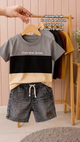 Setelan Anak Kaos bahan katun  Celana Jeans Usia 1-8 tahun #setelananak 