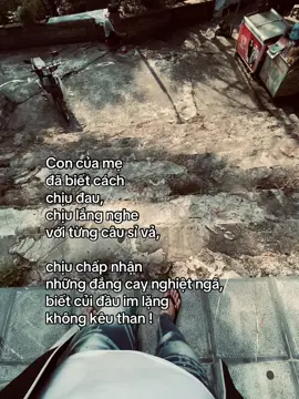 Con của mẹ đã biết cách chịu đau, chịu lắng nghe với từng câu sỉ vả, chịu chấp nhận những đắng cay nghiệt ngã, biết củi đầu im lặng không kêu than !#xhhhhhhhhhhhhhhhhhhhhhhhh 