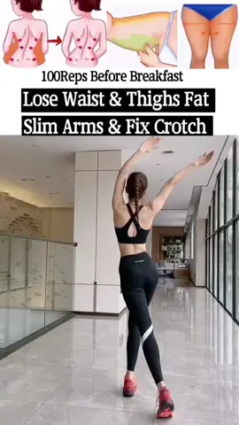 100 reps before breakfast for women to lose love handles , slim arms and fix crotch #bestrongfitness #exercise #workout #fyp #trending 