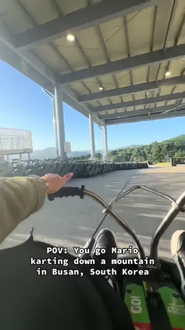 Karting down a mountain with your friends is the best idea ever!!🏎️ #busan #southkorea #mariokart #skylineluge #friends 