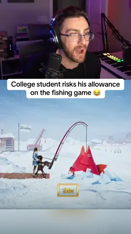 College student risks his allowance on the fishing game 😂 #streaming #streamer #fyp 