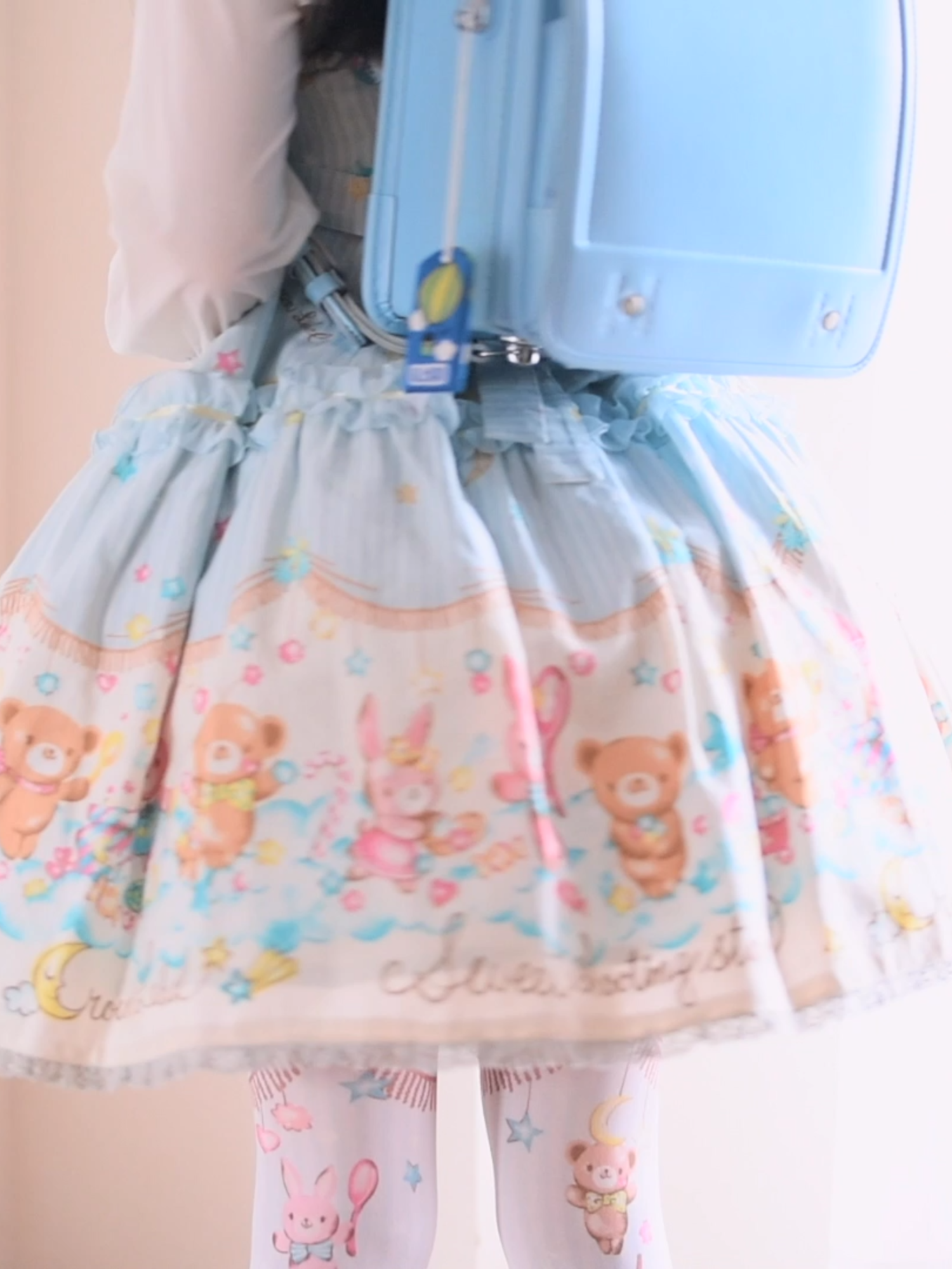 水色の甘ロリに水色のランドセルのコーデです　#コーデ #ファッション #ロリータファッション #ランドセル #甘ロリ